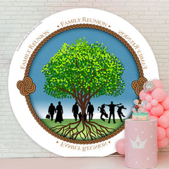 Lofaris Green Tree Family Reunion Vacation Round Backdrop