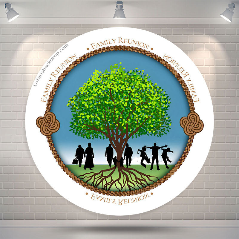 Lofaris Green Tree Family Reunion Vacation Round Backdrop
