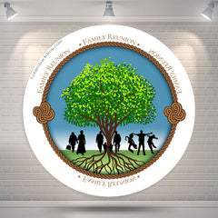 Lofaris Green Tree Family Reunion Vacation Round Backdrop