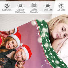 Lofaris Green Trees Custom Photo Merry Christmas Blanket