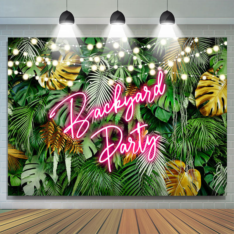 Lofaris Green Tropical Monstera Light Backyard Party Backdrop