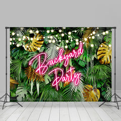 Lofaris Green Tropical Monstera Light Backyard Party Backdrop