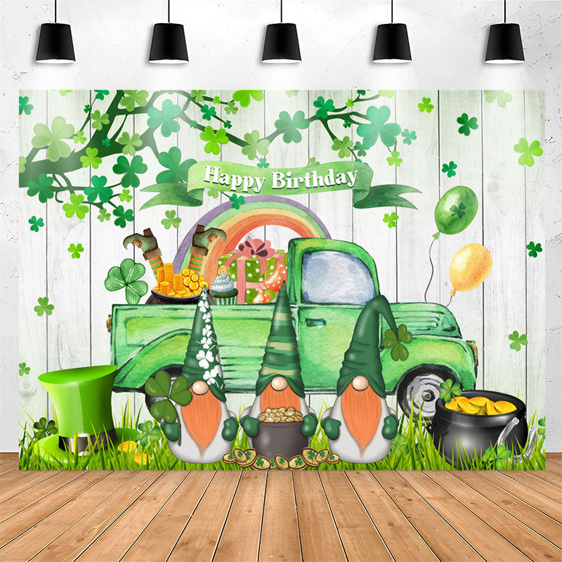 Lofaris Green Truck Dwarf St Patricks Birthday Backdrop