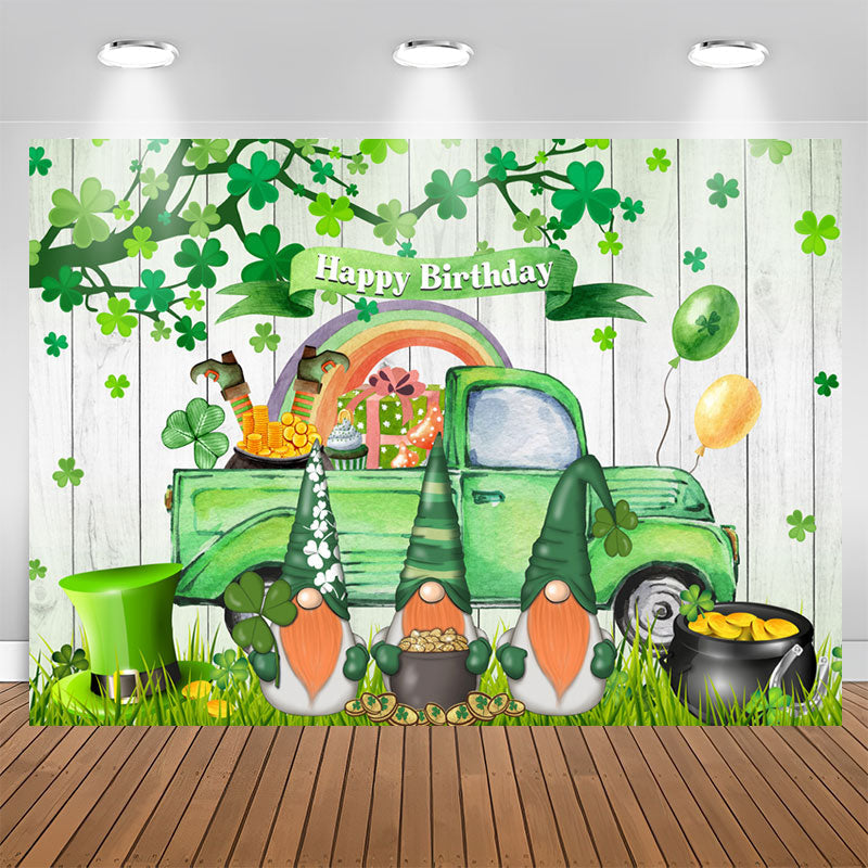 Lofaris Green Truck Dwarf St Patricks Birthday Backdrop