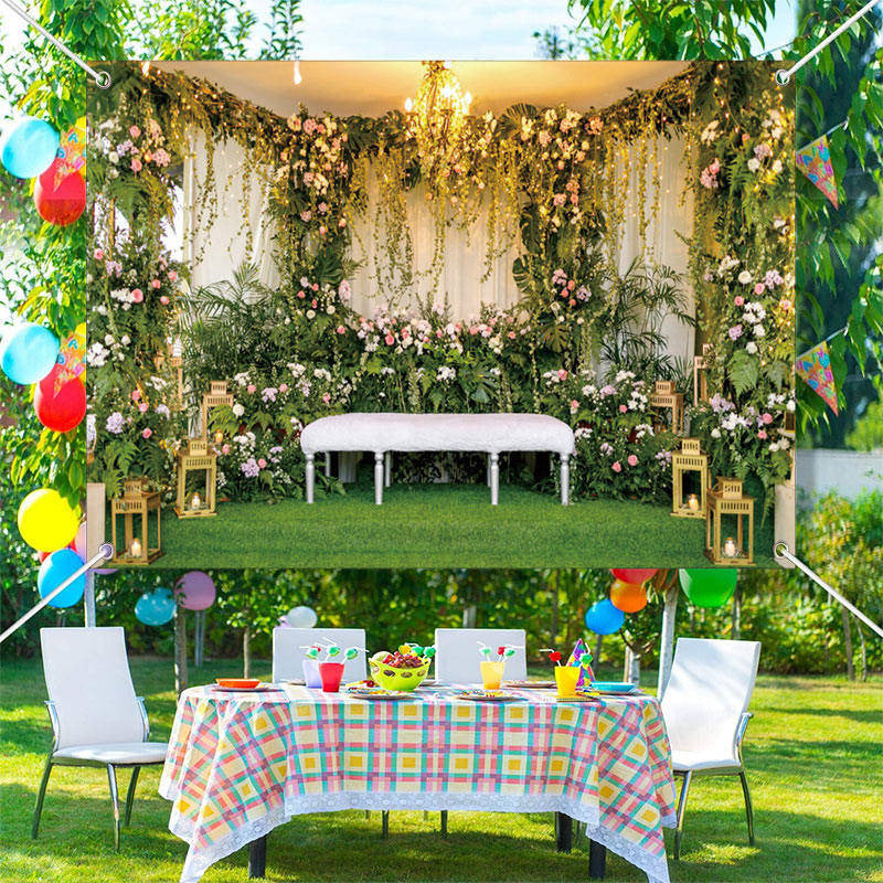 Lofaris Green Vines Leaves Floral Hall Wedding Backdrop