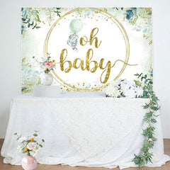 Lofaris Green Watercolor Leaves Animal Baby Shower Backdrop