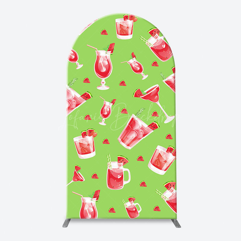 Lofaris Green Watermelon Juice Patterns Arch Backdrop Kit