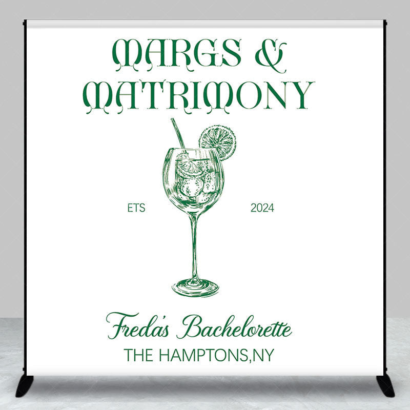 Lofaris Green White Cocktail Custom Bachelorette Backdrop