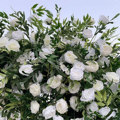 Lofaris Green White Fabric Rose Artificial Arch Flower Wall