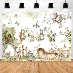 Lofaris Green Woodland Wild Floral Baby Shower Backdrop