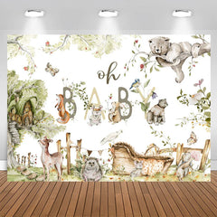 Lofaris Green Woodland Wild Floral Baby Shower Backdrop