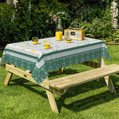 Lofaris Green Yellow Floral Pattern Rectangle Tablecloth