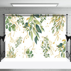 Lofaris Green Yellow Leaves Simple White Wedding Backdrop