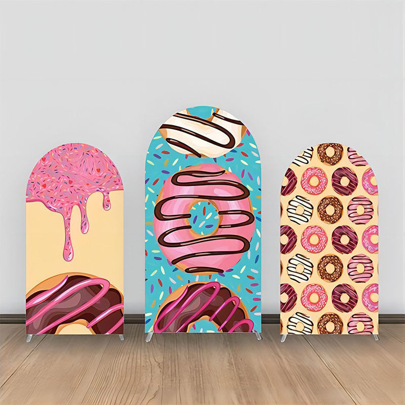 Lofaris Green Yellow Pink Cream Donuts Arch Backdrop Kit