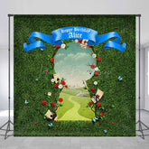 Lofaris Greenery Field Custom Name Happy Birthday Backdrop