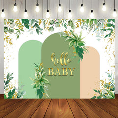 Lofaris Greenery Glitter Hello Backdrop For Baby Shower