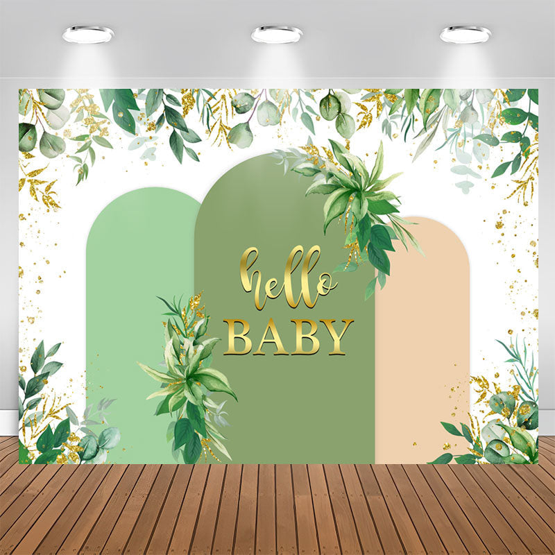 Lofaris Greenery Glitter Hello Backdrop For Baby Shower