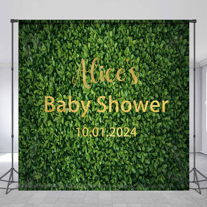 Lofaris Greenery Personalized Text Baby Shower Backdrop
