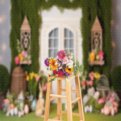 Lofaris Greenery Spring Floral Bunny Easter Photo Backdrop