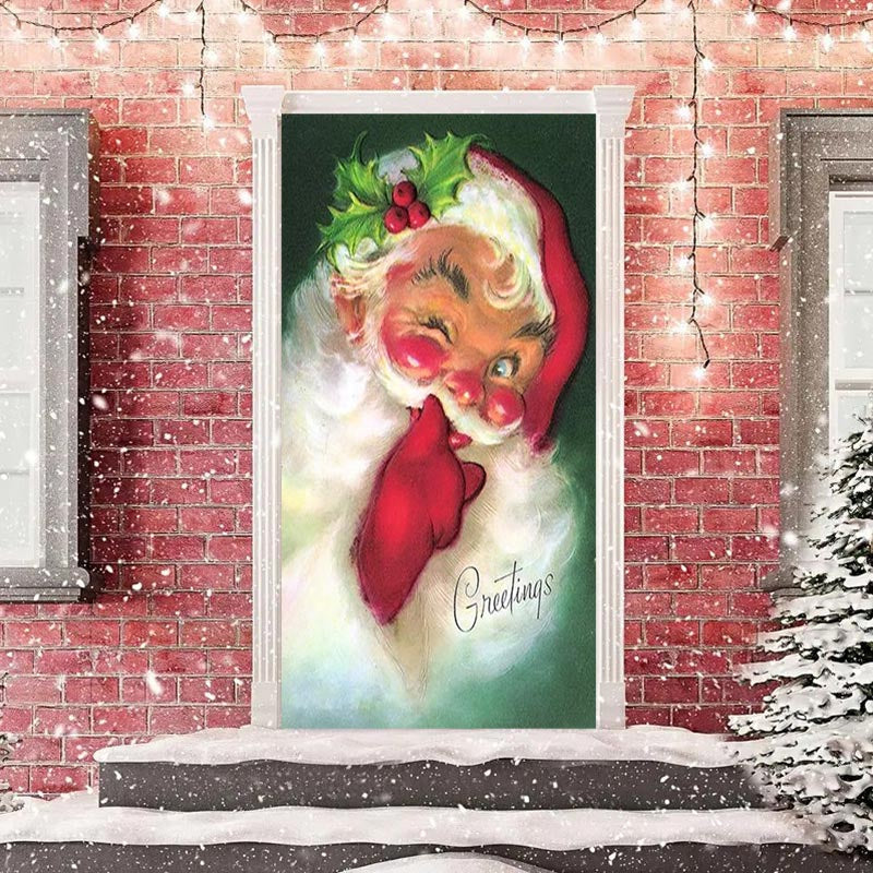 Lofaris Greetings Oils Santa Claus Christmas Door Cover