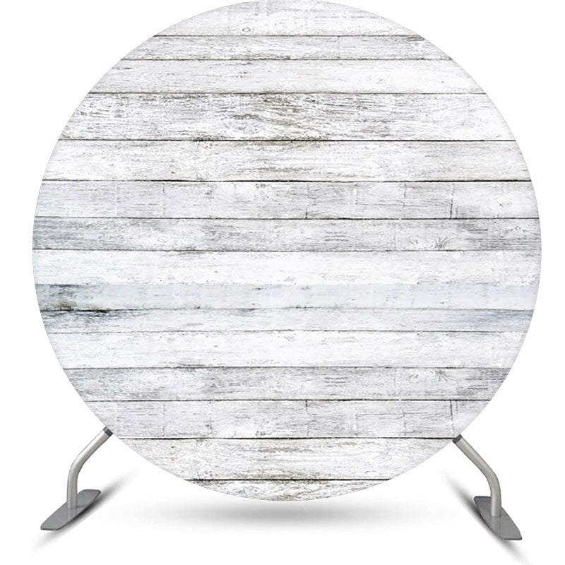 Lofaris Grey And White Artistic Wood Round Birthday Backdrop