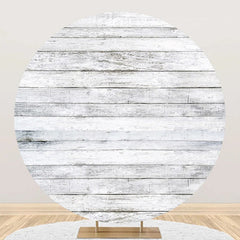 Lofaris Grey And White Artistic Wood Round Birthday Backdrop