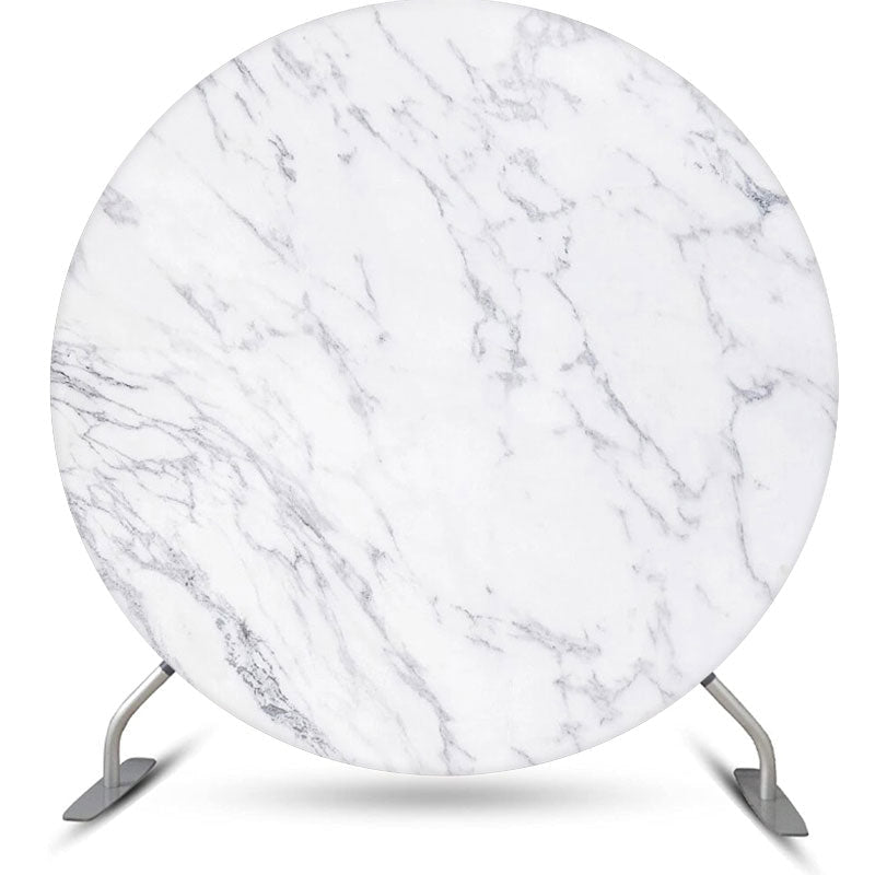 Lofaris Grey And White Marble Simple Round Birthday Backdrop