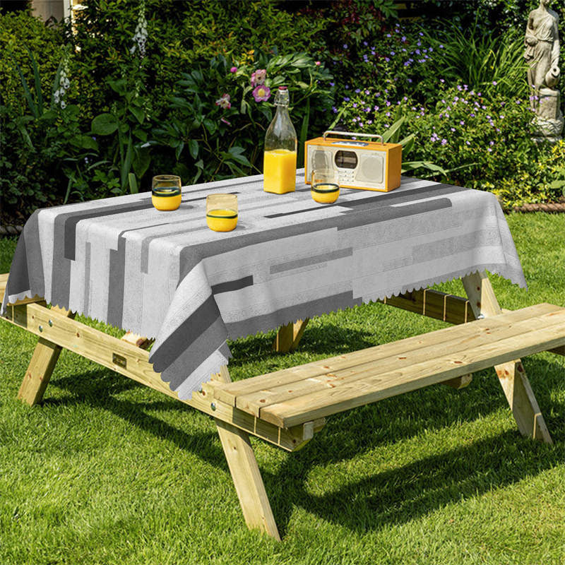 Lofaris Grey Black Marble White Rectangle Tablecloth