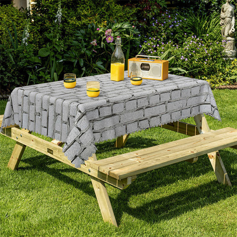 Lofaris Grey Brick Pattern Decorative Rectangle Tablecloth