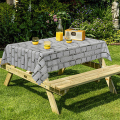 Lofaris Grey Brick Pattern Decorative Rectangle Tablecloth
