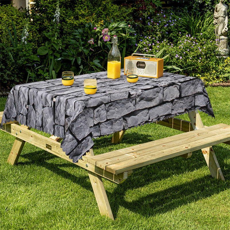 Lofaris Grey Brick Wall Decorative Rectangle Tablecloth