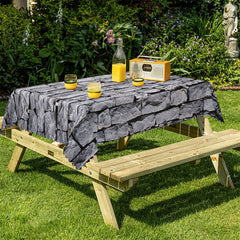 Lofaris Grey Brick Wall Decorative Rectangle Tablecloth