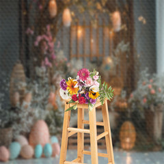 Lofaris Grey Floral Window Night Photo Backdrop For Easter
