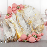 Lofaris Grey Golden Marble Abstract Round Birthday Backdrop