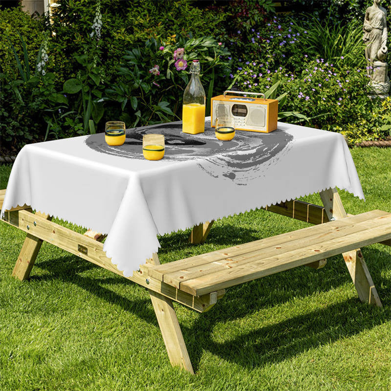 Lofaris Grey Ink White Black Carp Rectangle Tablecloth