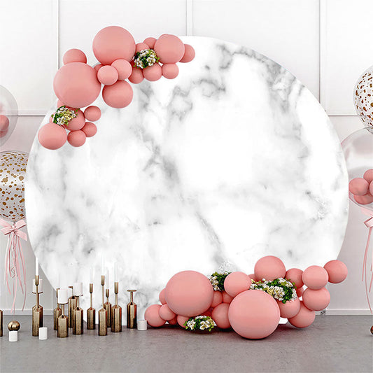 Lofaris Grey Marble Texture White Round Birthday Backdrop