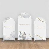 Lofaris Grey Pattern Golden Line Dot White Arch Backdrop Kit