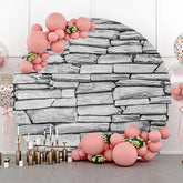 Lofaris Grey Retro Nature Stone Wall Round Birthday Backdrop