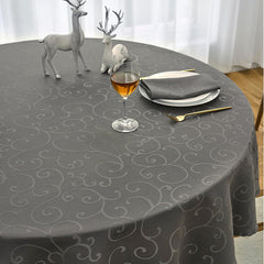 Lofaris Grey Round Luxury Premium Polyester Table Cover