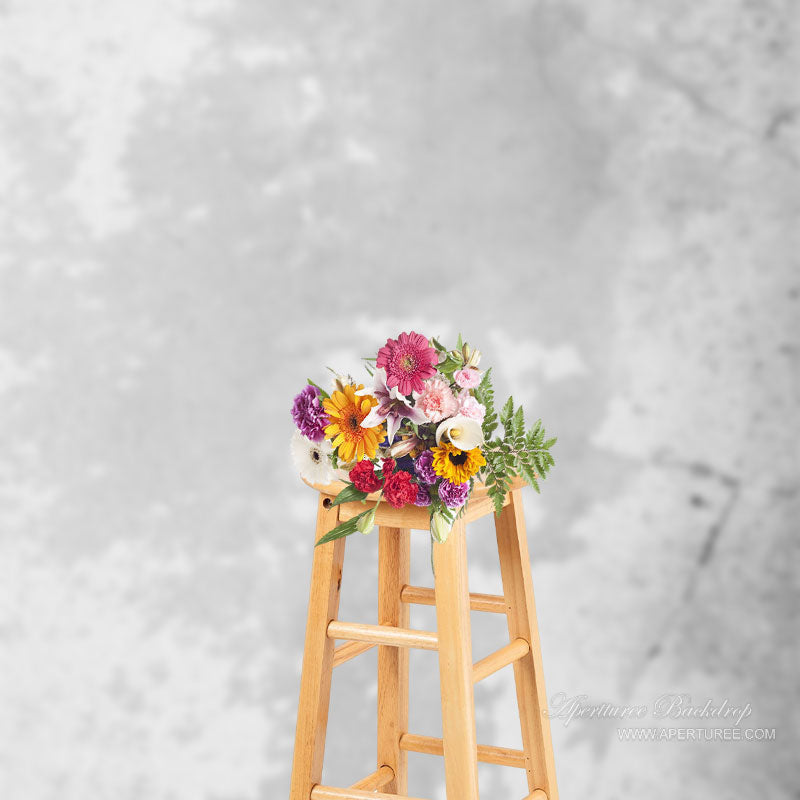 Lofaris Grey Silver Abstract Shabby Wall Portrait Backdrop
