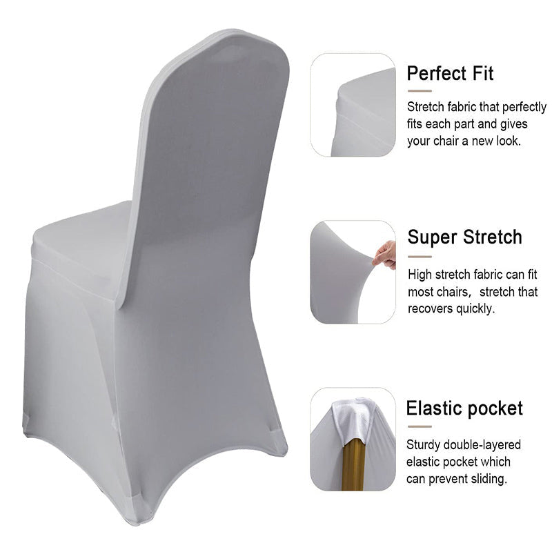 Lofaris Grey Stretch Spandex Banquet Chair Slipcovers