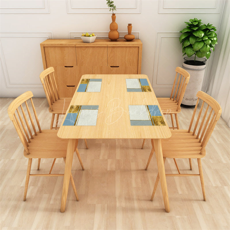 Lofaris Grey White Blue Gold Line Modern Set Of 4 Placemats