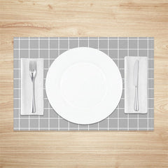 Lofaris Grey White Checkred Plaid Dinner Set Of 4 Placemats
