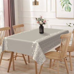 Lofaris Grey White Regular Prints Grace Rectangle Tablecloth