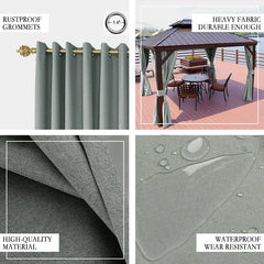 Lofaris Grey Window Waterproof Grommet Top Outdoor Curtains for Front Porch