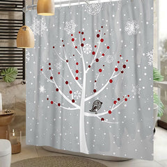 Lofaris Grey Winter Snowflake Tree Bathroom Shower Curtain