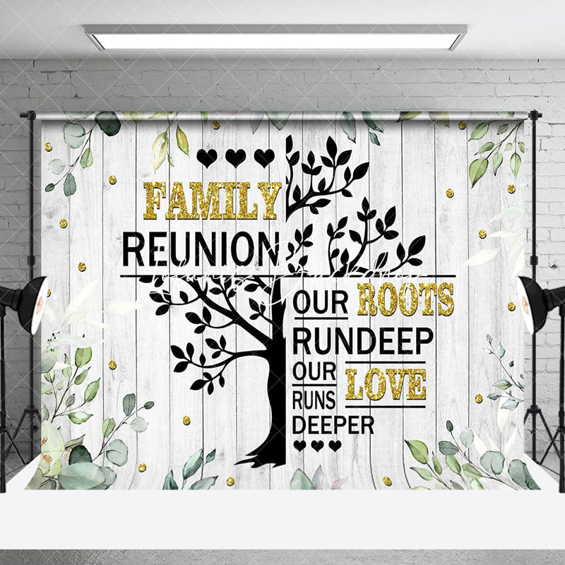 Lofaris Grey Wooden Plant Leaf Tree Family Reunion Backdrop