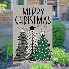 Lofaris Grey Xmas Tree Burlap Merry Christmas Garden Flag