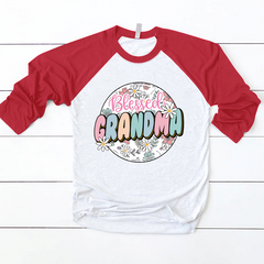 Lofaris Groovy Floral Blessed Grandma Custom Baseball Shirt