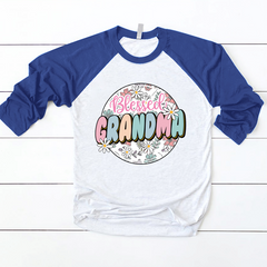 Lofaris Groovy Floral Blessed Grandma Custom Baseball Shirt